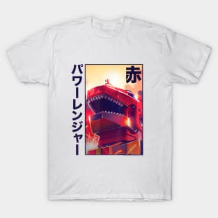 power Rangers Comic Boom Red Ranger Dinozord Kanji Poster T-Shirt T-Shirt